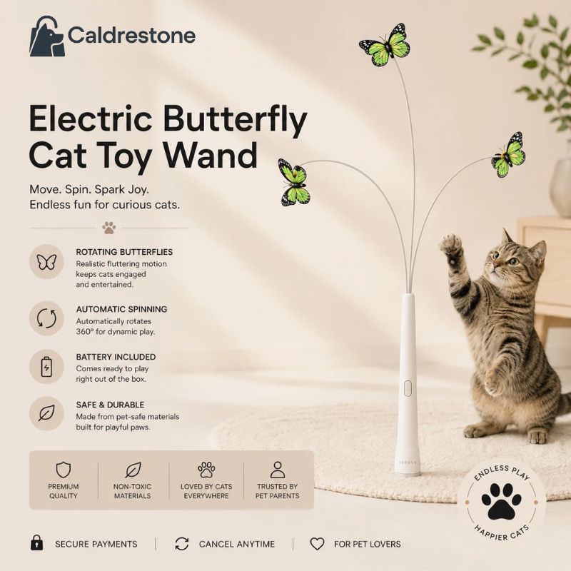 Caldrestone Electric Butterfly Cat Toy Wand
